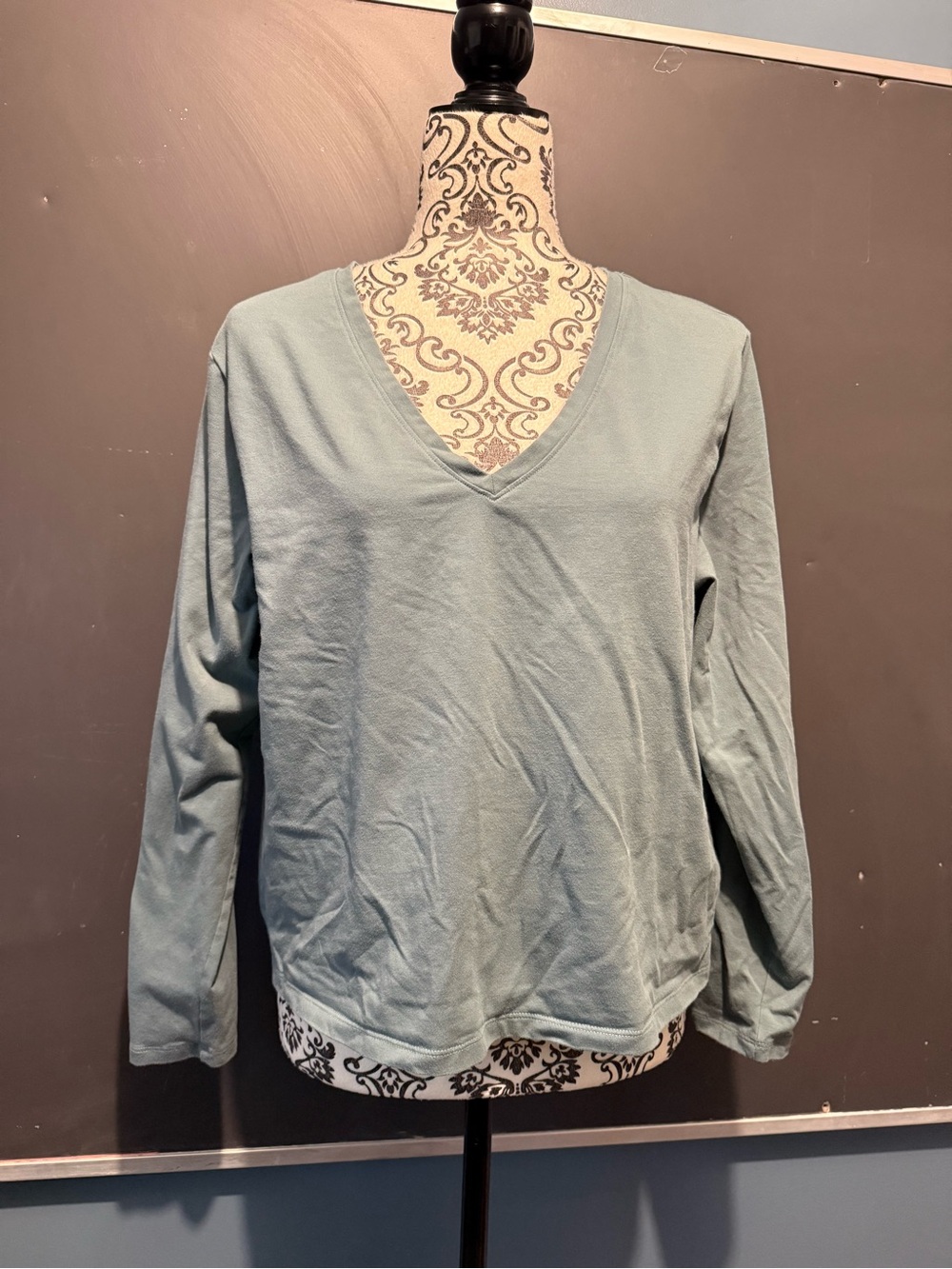 Athleta Light Blue V-Neck Long Sleeve Top
